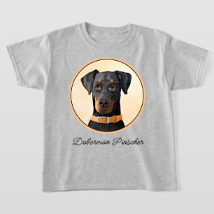 Camiseta Dóberman Pinscher sin recorte Pintura Arte Origina