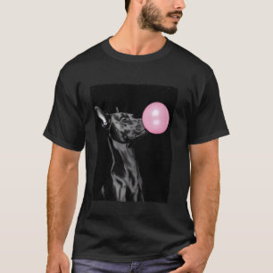 Camiseta Doberman Pinscher Soplando Chicle Rosa