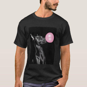 Camiseta Doberman Pinscher Soplando Chicle Rosa