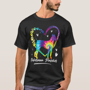 Camiseta Doberman Pinscher Tie Dye Rainbow Dog