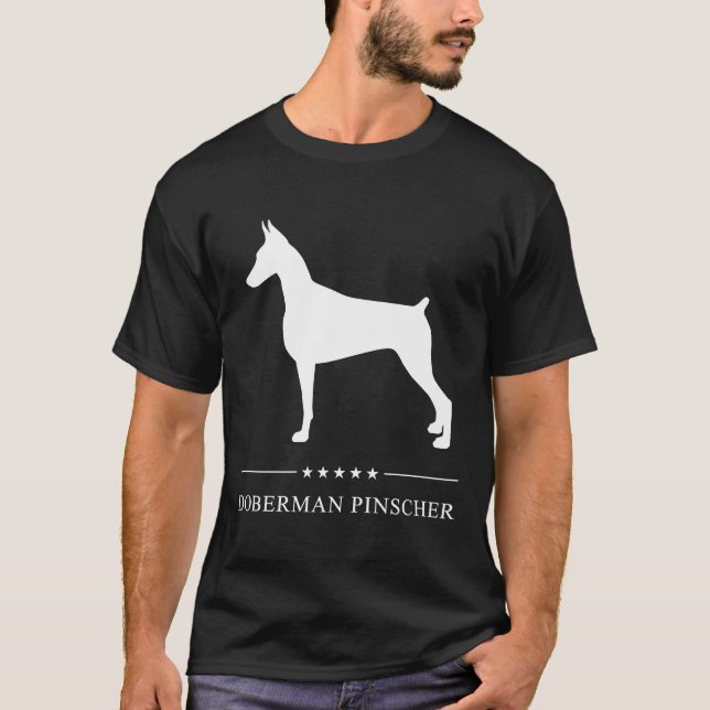 Camiseta Doberman Pinscher White Silhouette (Anverso)
