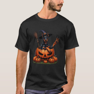 Camiseta Doberman Pinscher Witch Pumpkin Halloween Hallowee