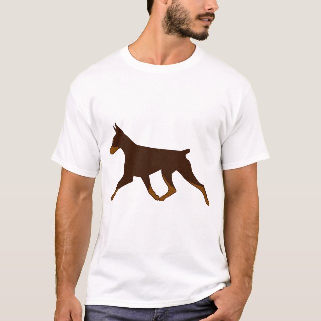 Camiseta - Doberman recortado reuniéndose en rojo  (Anverso)