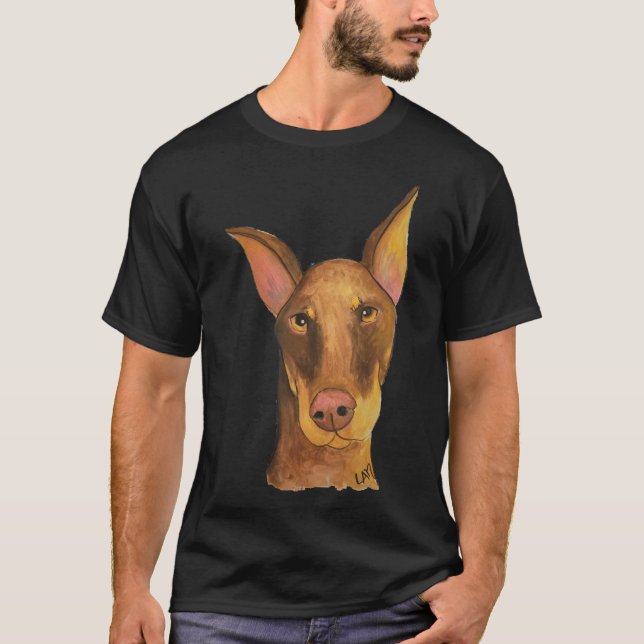 Camiseta Doberman rojo recortado (Anverso)