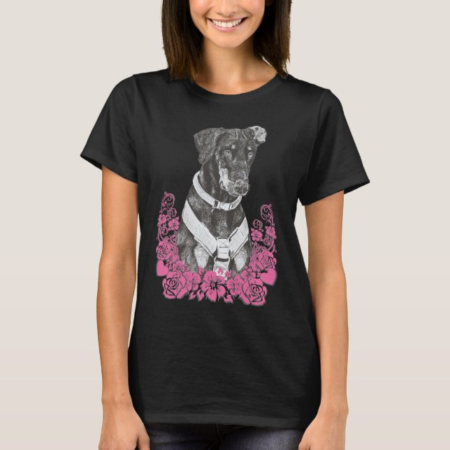 Camiseta Doberman Rosie Floral 659 (Anverso)