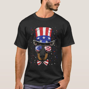 Camiseta Doberman Th Of July American Dog Bandera De Estado