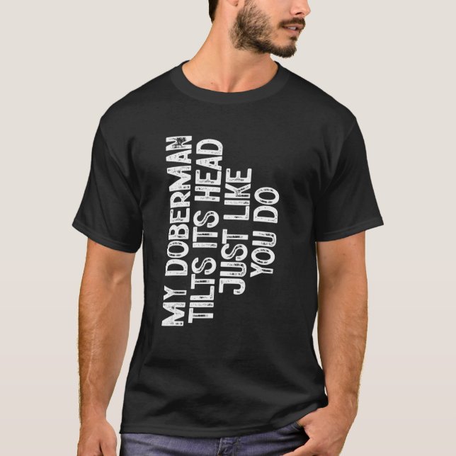 Camiseta Doberman tilt Dog Cute Head (Anverso)