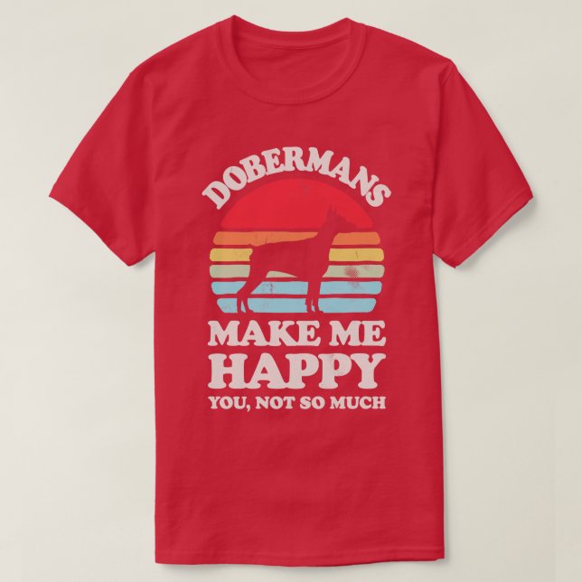 Camiseta Dobermanes me hacen feliz retro de atardecer para  (Diseño del anverso)