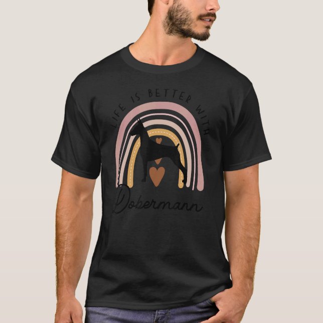 Camiseta Dobermann Rainbow Dog Mom (Anverso)