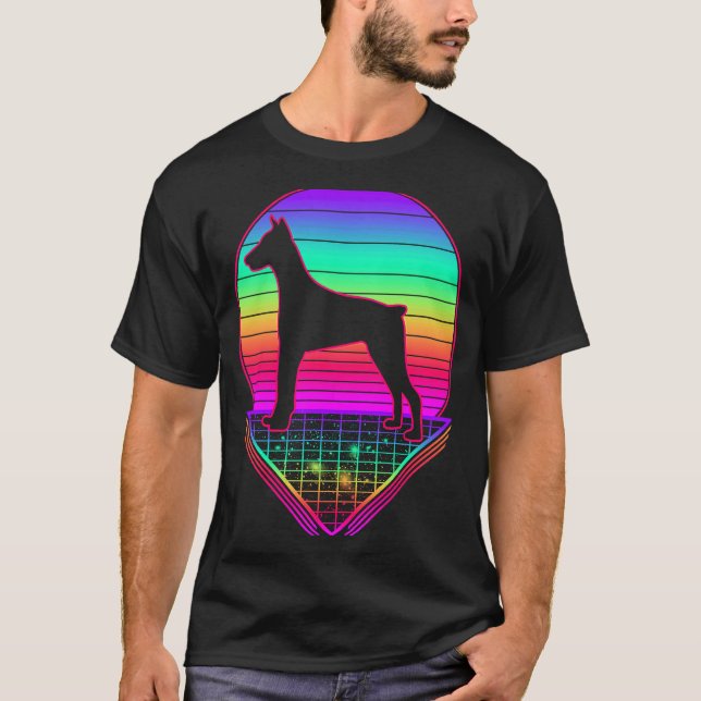 Camiseta Dobermann Retro Vintage 80s Perro (Anverso)