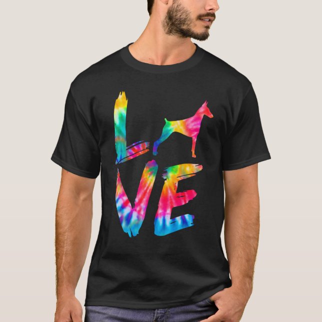 Camiseta Dobermann Tie Dye Love Dog Mom Dad (Anverso)