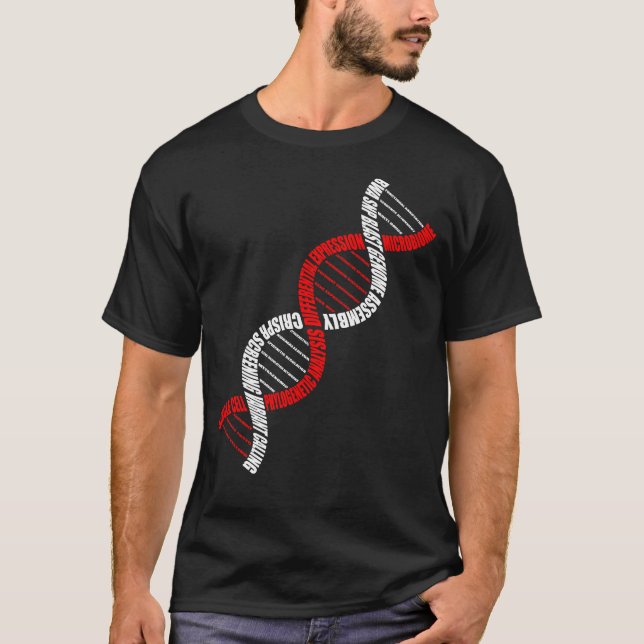 Camiseta Doble ADN Helix Nube de palabras bioinformática (Anverso)