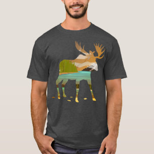 Camiseta Doble alce expuesto a la feliz escena natural