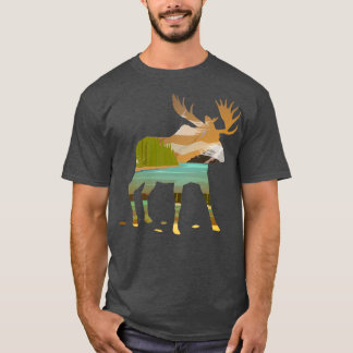 Camiseta Doble alce expuesto a la feliz escena natural