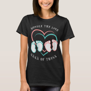 Camiseta Doble amor de mujeres Nueva Nana Abuela de gemelos
