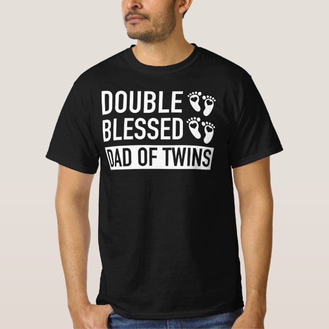 Camiseta Doble Bendición Papá De Gemelos - Nuevo Regalo Pad (Anverso)