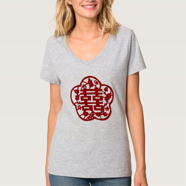 Camiseta doble china de la felicidad (Anverso)