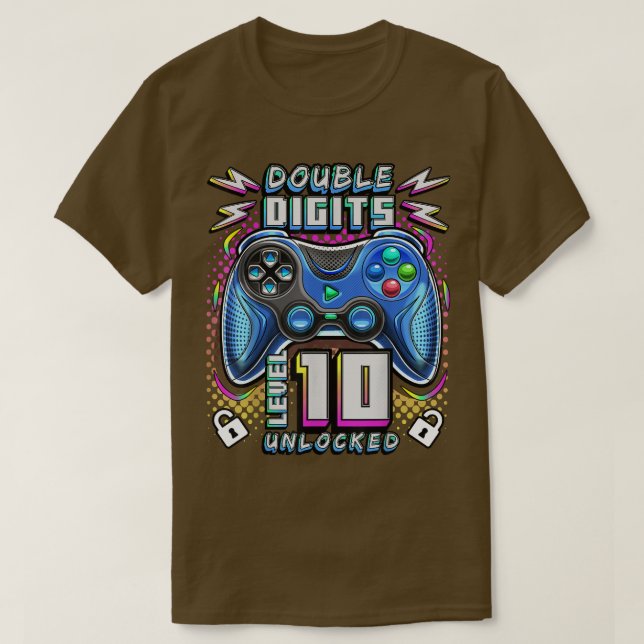 Camiseta Doble Dígito Nivel 10 Videojuego desbloqueado 10º  (Diseño del anverso)