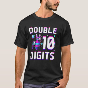 Camiseta Doble Dígitos Cumpleaños 10 10 Años Cumple Llama