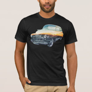 Camiseta doble exposición al vehículo de puesta al sol