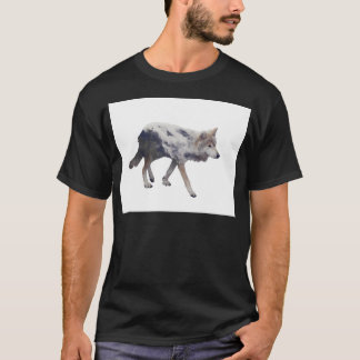 Camiseta Doble Exposición De Bosque De Lobo Y Pino En Blanc