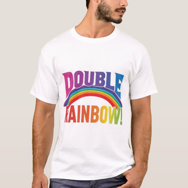 Camiseta Doble la Alegría: ¡Doble Arcoiris! (Anverso)