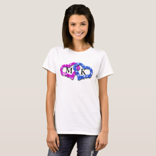 Camiseta Doble monograma rosa y azul San Valentín