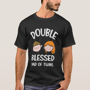 Camiseta Doble padre bendecido de gemelos de larga manga