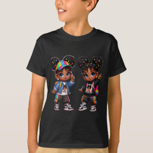 Camiseta Doble Pegatina De Arte De Los Gemelos Negros De S