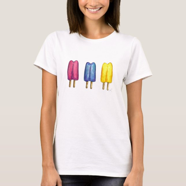 Camiseta Doble Pop Frozen Popsicles Helado Amarillo Azul (Anverso)