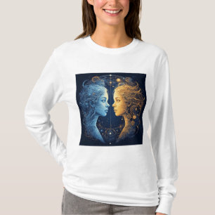 Camiseta Doble Rostros que Representan Energía Cósmica
