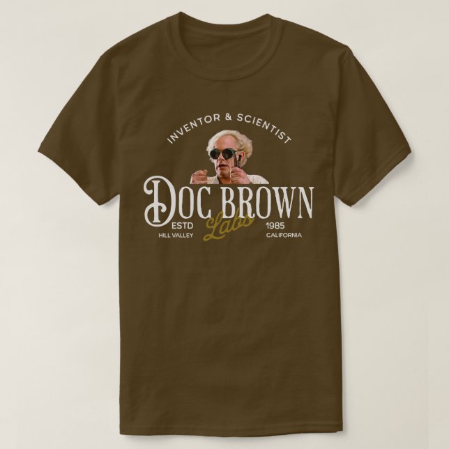 Camiseta Doc Brown Labs Inventor Scientist Est 1985 (Diseño del anverso)