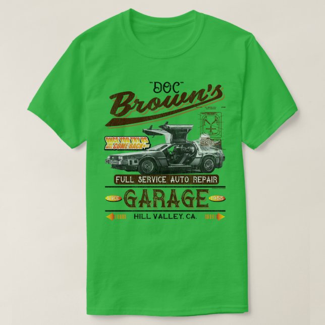 Camiseta Doc Browns Auto Repare Shop Worn Lts (Diseño del anverso)