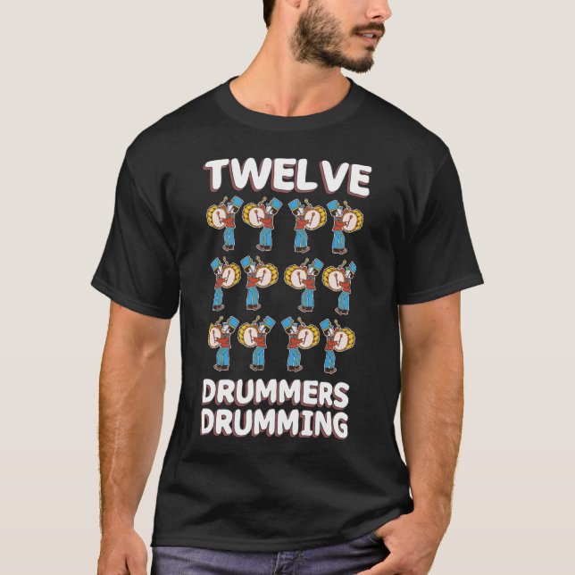 Camiseta Doce baterías que teclean la canción 12 navidad de (Anverso)