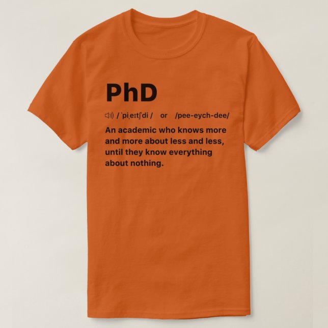 Camiseta Doctorado Un académico que sabe más y más sobre me (Diseño del anverso)