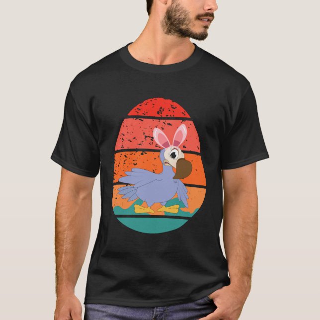 Camiseta Dodo Bird Bunny Happy Easter Eggs Retro Men Women  (Anverso)