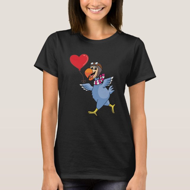 Camiseta Dodo Bird With Heart Balloon Valentines Day Love B (Anverso)