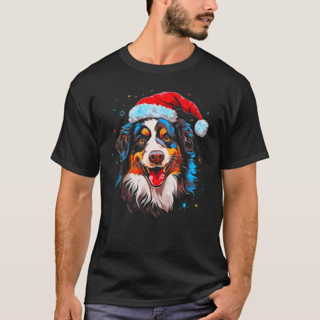 Camiseta Dog Australian Shepherd Christmas (Anverso)