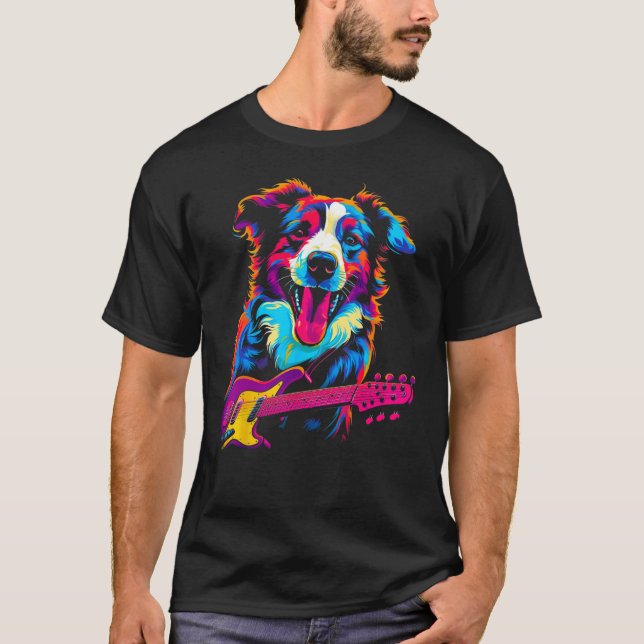 Camiseta Dog Australian Shepherd Guitar (Anverso)