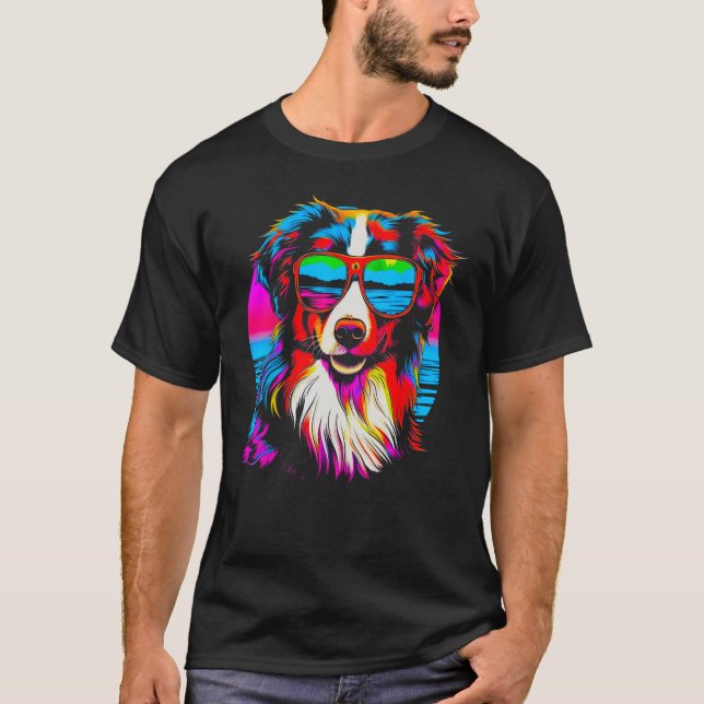 Camiseta Dog Australian Shepherd Sunglasses (Anverso)