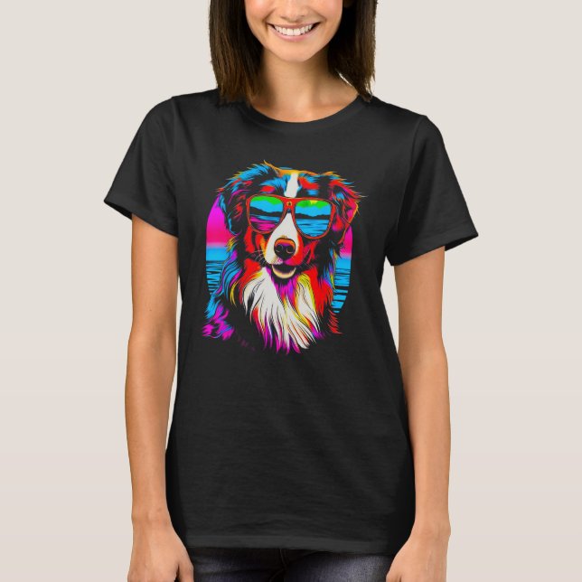Camiseta Dog Australian Shepherd Sunglasses (Anverso)