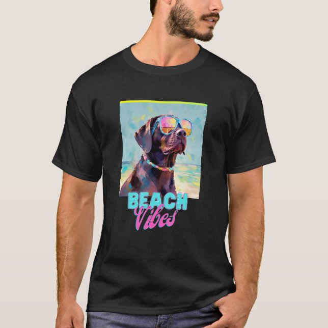 Camiseta Dog Beach T Shirt Cute Labrador Owner Tee Gift Fun (Anverso)