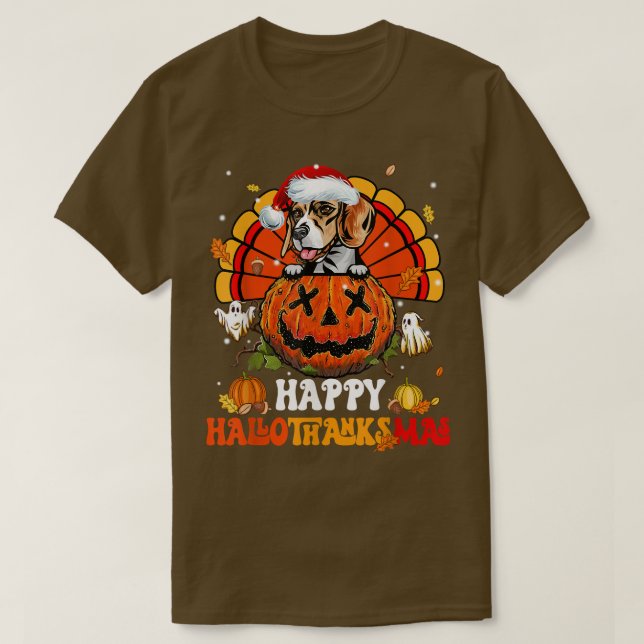 Camiseta Dog Beagle happy Hallothanksmas Halloween Thanksgi (Diseño del anverso)