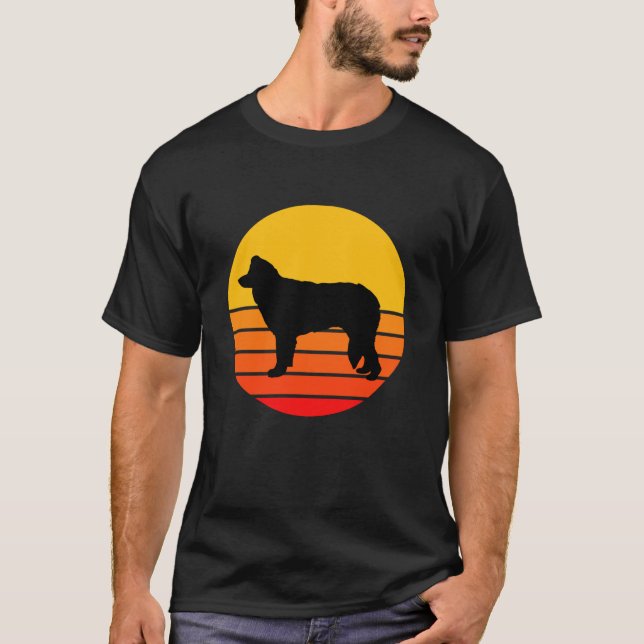 Camiseta Dog Breed Welsh Sheepdog Dog Silhouette Retro Vint (Anverso)