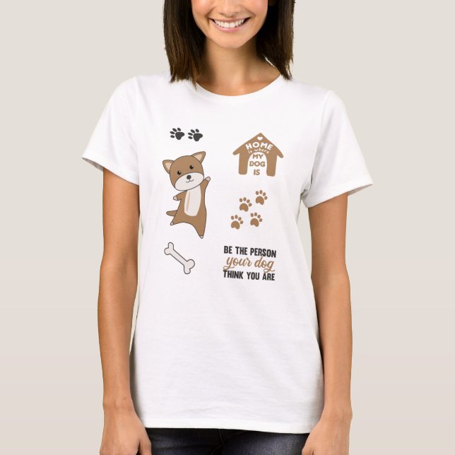Camiseta Dog Brown Puppy Paws Cum Pegatina Pack (Anverso)