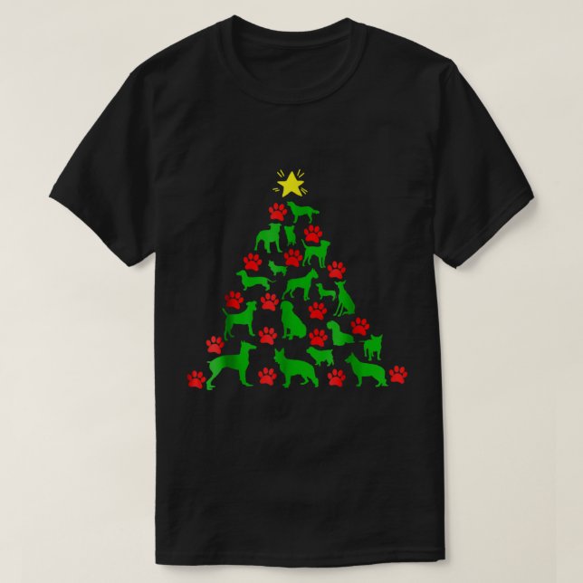 Camiseta Dog Christmas Tree Paw Print Design (Diseño del anverso)
