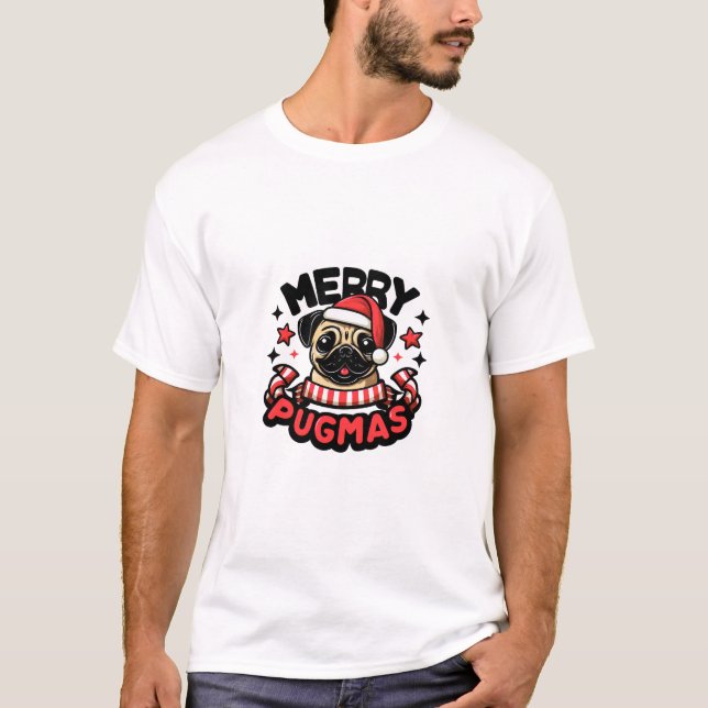 Camiseta dog christmasgift MERRY PUGMAS (Anverso)