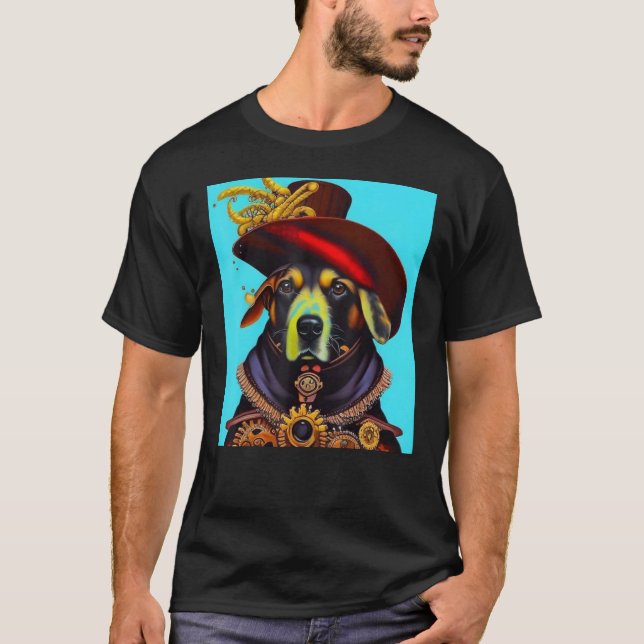 Camiseta Dog Cogwheels Steampunk AI Dog Revolution Puppy (Anverso)