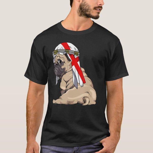 Camiseta Dog  Cute Pug Retro England Flag Pride (Anverso)