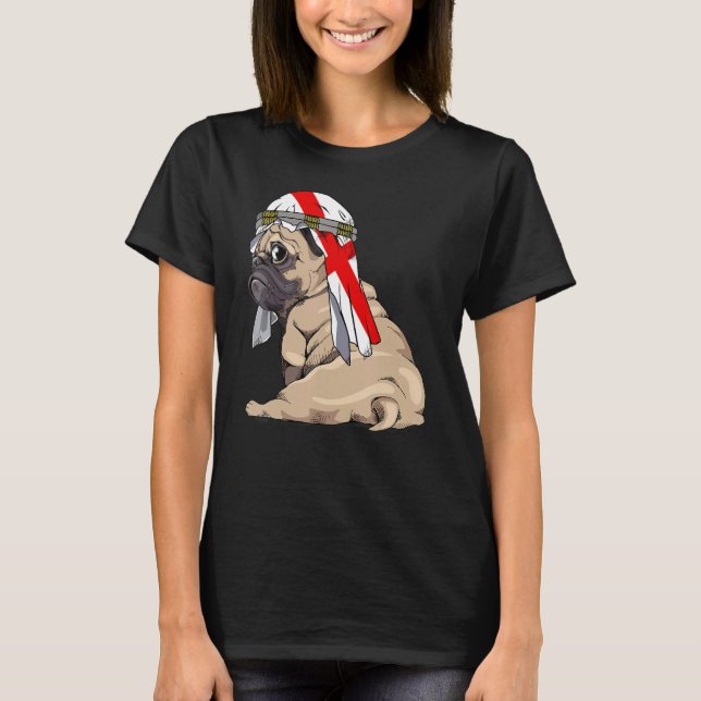 Camiseta Dog  Cute Pug Retro England Flag Pride (Anverso)